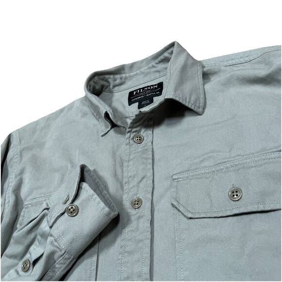 C.C. Filson 6.8Oz Chino Twill Long Sleeve Shirt Small Fog Grey Pockets 20153630 - Picture 1 of 8